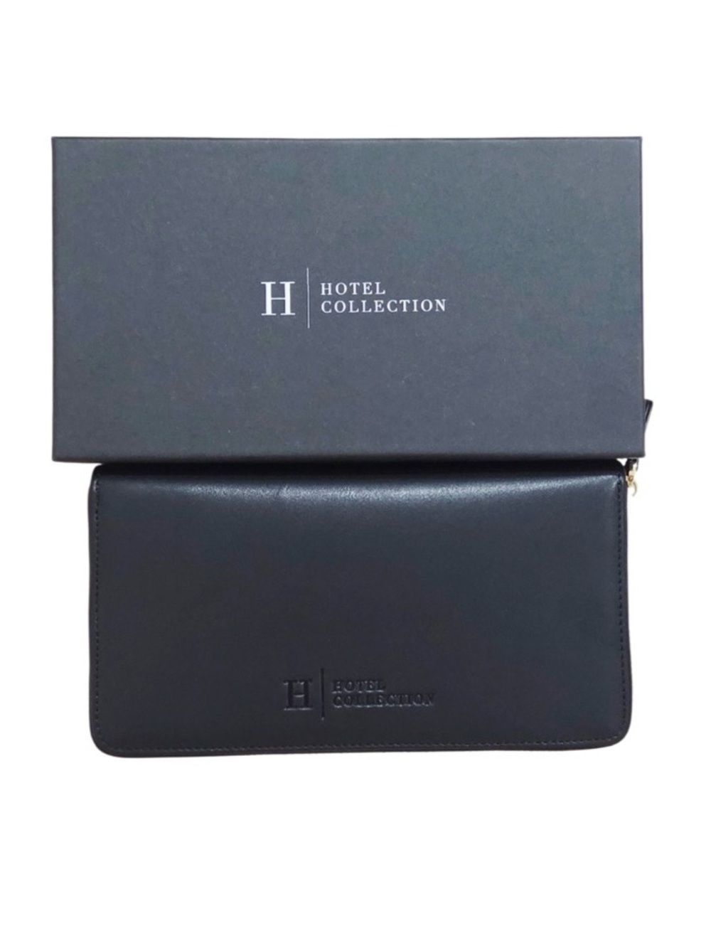 Hotel Collection Black Leather Travel Jewelry Holder Zipper Wallet